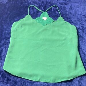 J.Crew Green Scalloped Cami Tank Top Womens Racerback Sleeveless Size 8